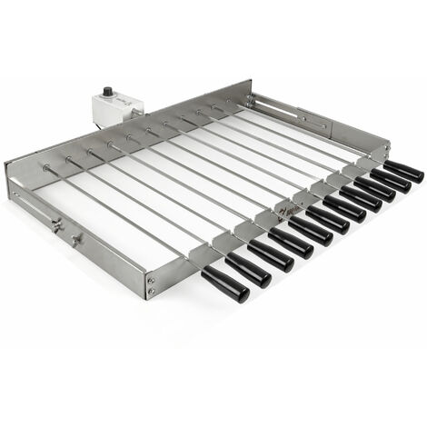 BBQ-Toro Accesorio para Parrilla de Acero Inoxidable 11 Pinchos 70 x 26-40 cm, Motor Trasero