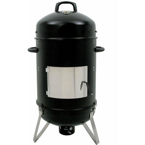 Barbacoa ahumador carbón – Juan – Smoker premium con aireadores, ahumador,  gril, compartimento de ahumado negro