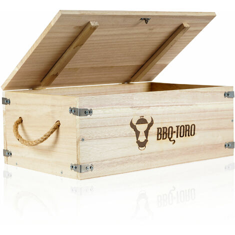 BBQ-Toro Caja de Madera RÃºstica 27,5 l para Horno HolandÃ©s y Accesorios de Parrilla