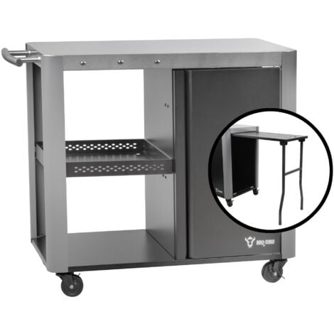 BBQ-Toro Chariot de barbecue 95 x 50 x 80 cm, table de barbecue argentée avec grande surface de travail, table de service pour barbecue
