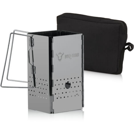 BBQ-Toro cheminée d'allumage pliable en acier inoxydable avec poignées 16 x 16 x 29 cm, pliable
