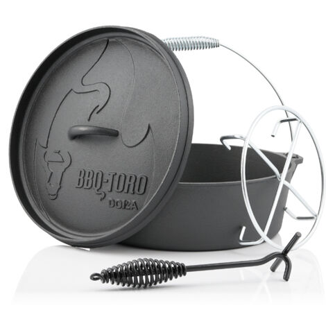 BBQ-Toro Dutch Oven DO12AX, 10,7 L Cocotte Alpha en fonte, marmite en fonte