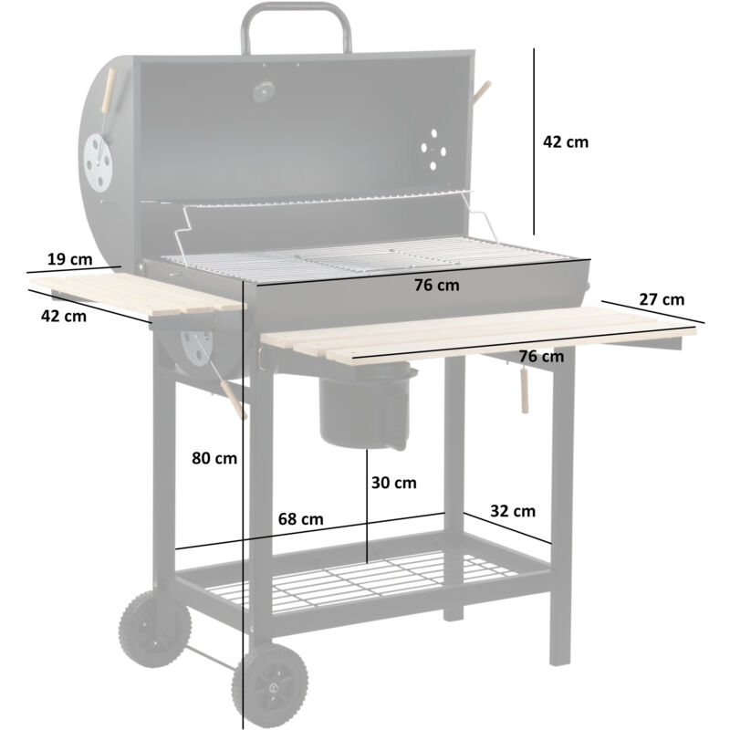 BBQ Toro Grill à charbon de bois | Fumeur | Chariot de BBQ Toro Grill à charbon de bois | Fumeur | Chariot de