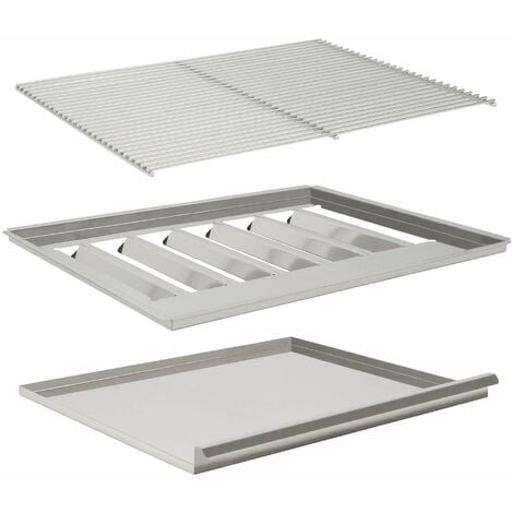 BBQ-Toro Grillrost Set, 60 x 48 cm, mit Flammenblech und Fettwanne, für Gastrobräter (64 x 52 cm)