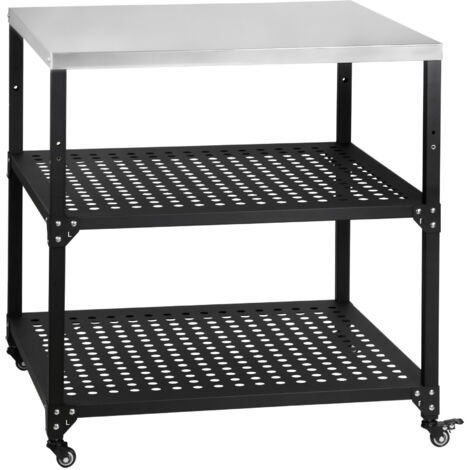 BBQ-Toro Grillwagen 80 x 80 x 83 cm, Schwarz, Grilltisch mit großer Arbeitsfläche, Beistelltisch