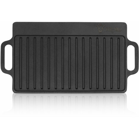 BBQ-Toro Gusseisen Grillplatte mit Griffen, 40 x 20,5 cm, BBQ Plancha pre-seasoned