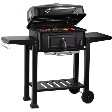 BBQ-Toro Holzkohle Grillwagen mit höhenverstellbarer Kohleschale, Holzkohlegrill mit Thermometer