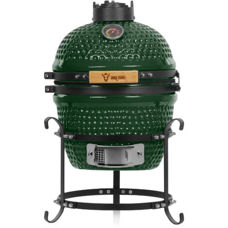 BBQ-Toro Kamado Grill charbon de bois Ø 32 cm « HAIIRO » avec grille et thermomètre, vert
