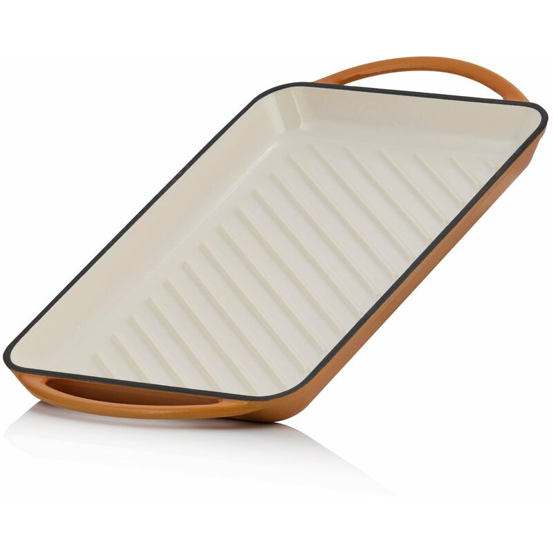 Plaque de cuisson en fonte émaillée 39,5 x 22 x 3,5 cm Plaque en fonte avec 2 poignées - Mahlzeit