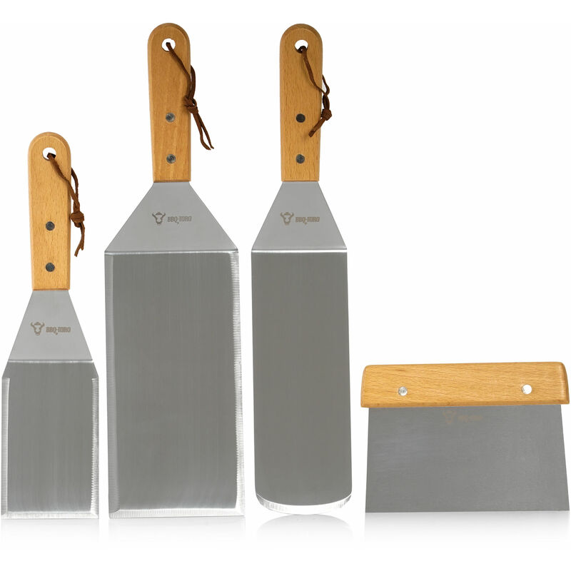 Bbq-toro - Set de spatules en acier inoxydable (4 pièces) Ensemble d'accessoires pour gril plancha avec palettes d'angle et spatule pour gril