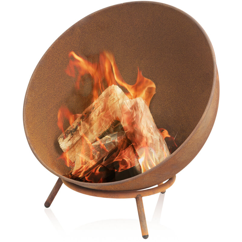 Bbq-toro - Vasque à feu ø 60 cm, Aspect rouille, Foyer inclinable 3-en-1 avec support tripode