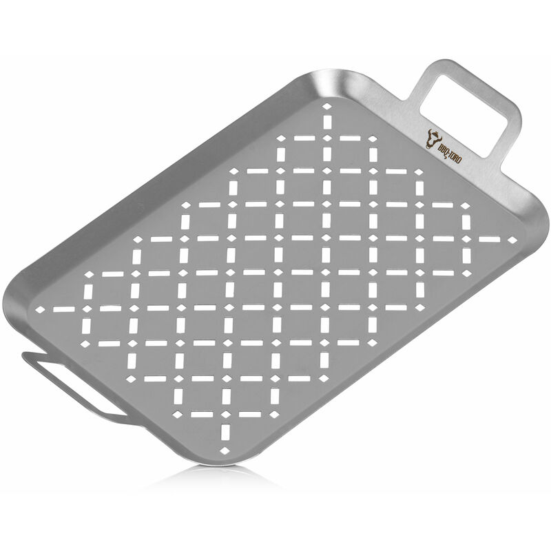 Vassoio per grigliare in acciaio inox 44 x 26 x 4,5 cm Padella per grigliare, vassoio per verdure, vassoio per sgocciolare - Bbq-toro