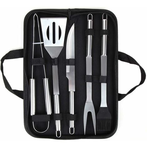 BBQ Utensils Set Aluminum Case, Professional BBQ Accessory,Perfect Free BBQ Cutlery Set for Men Dad Birthday Gift(5 Pieces)