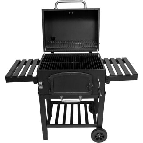 BBQ XL-Barbecue Grill&Fumoir Type Américain Acier Noir Jardin[Max 4.5Kg Charbon]