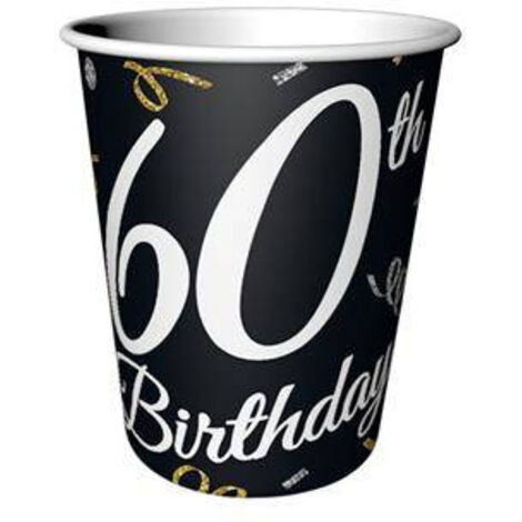 B&C 60 Birthday Pappbecher, 60. Geburtstag, 6 Stk.
