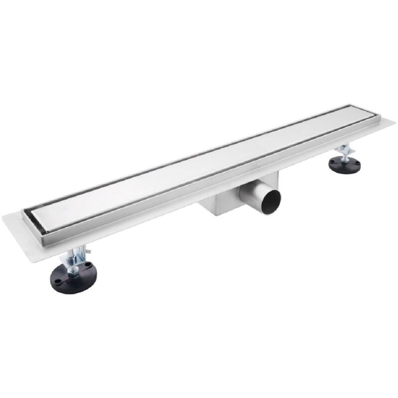 02S-90 Caniveau de douche 90cm en inox, sterfput de douche, réversible, hauteur ajustable 98-142mm - Bc-elec