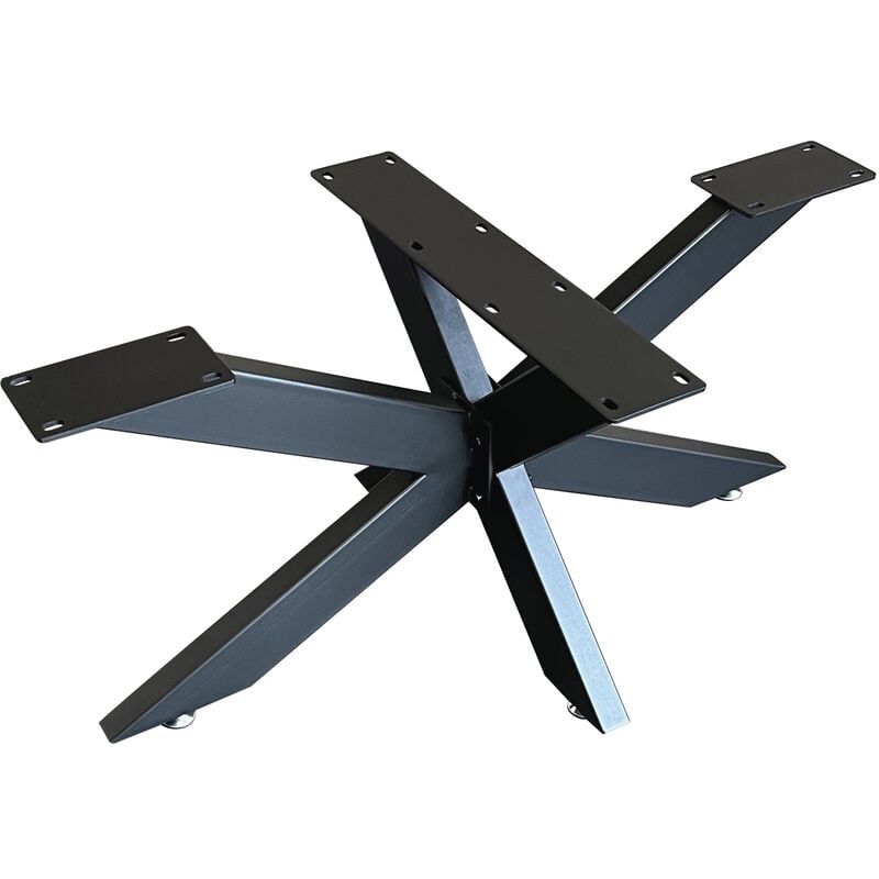 407004-B Support pied de table spider en acier noir 85x85x71 Châssis de table Piétement meuble Pied en croix - Bc-elec