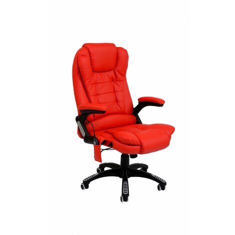 Bc-elec - A2-0058 Fauteuil de bureau Cuir Rouge Massant et Chauffant