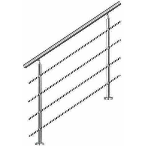 NO BRAND Bc-elec - AHM1004 Corrimano per scale 100 cm, balcone, balaustra, ringhiera in acciaio inox con 4 traverse, installazione piana o inclinata
