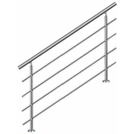 NO BRAND Bc-elec - AHM1204 Corrimano per scale 120 cm, balcone, balaustra, ringhiera in acciaio inox con 4 traverse, installazione piana o inclinata