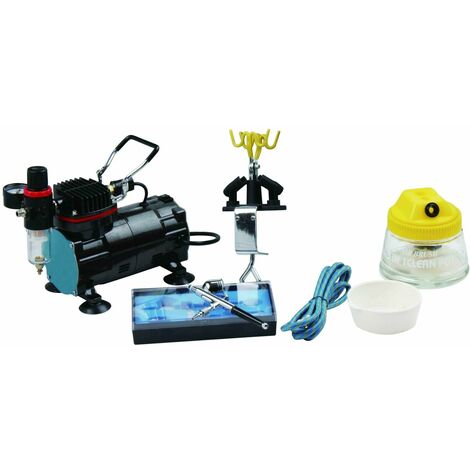 Bc-elec - AS-18KB PROFESSIONELLES AIRBRUSH SET KOMPRESSOR AIRBRUSHPISTOLE KOMPLETT KIT INKL HALTER