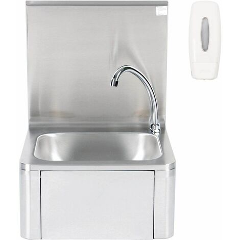 Bc-elec - ASS01 Wandmontiertes Edelstahl Handwaschbecken mit Seifenspender, Kniesteuerung, Femursteuerung Handwaschbecken - Grau