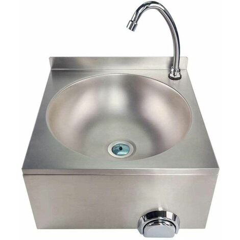Bc-elec - ASS02 Lavabo a parete in acciaio inox, comando al ginocchio, comando femorale, lavabo per lavaggio a mano