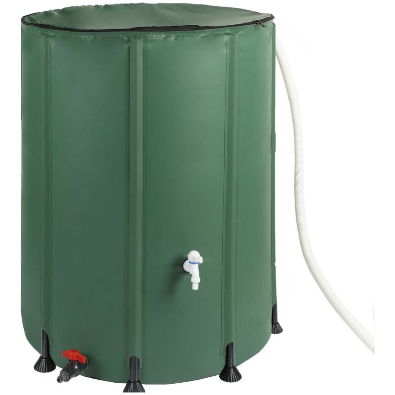 BS400008 Réservoir d'eau de pluie 200 litres en pvc avec sortie pour tuyau d'arrosage, tank à eau de pluie 60x72cm - Vert - Bc-elec
