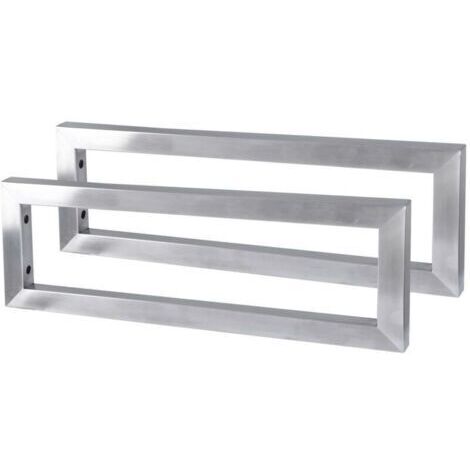 BC-elec – CMD055 2 Befestigungswinkel aus gebürstetem Edelstahl für Waschtischplatten, 55 x 15 x 3 cm, Waschtischwinkel, Winkel für Regaleinheiten
