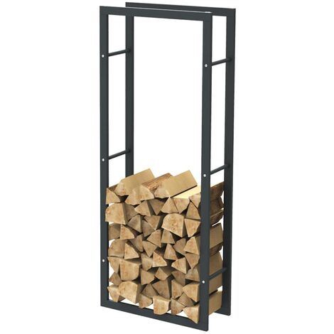 Bc-elec - HHWPF0004 Scaffale per legna da ardere in acciaio nero 150x60x25CM, scaffale per legna da ardere, scaffale per tronchi