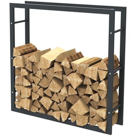 Bc-elec - HHWPF0011 Holzablage aus schwarzem Stahl 100x100x25CM, Rack für Brennholz, Kaminholzablage.