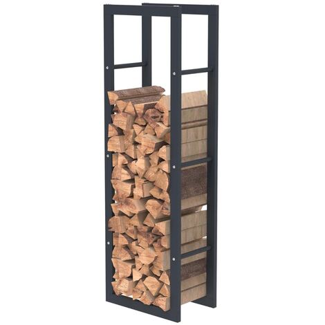 Bc-elec - HHWPF0015 Scaffale per legna da ardere in acciaio nero 125x40x25CM, scaffale per legna da ardere, scaffale per tronchi