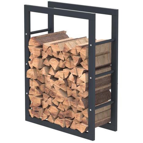 Bc-elec - HHWPF0017 Rangement à bois en acier noir 806025CM, rack pour bois de chauffage, range-bûches - Noir
