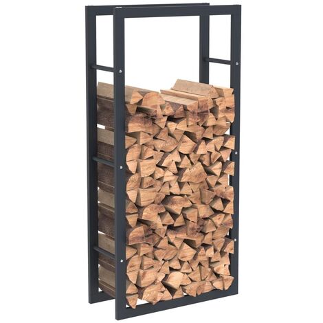 Bc-elec - HHWPF0019 Scaffale per legna da ardere in acciaio nero 125x60x25CM, scaffale per legna da ardere, scaffale per tronchi
