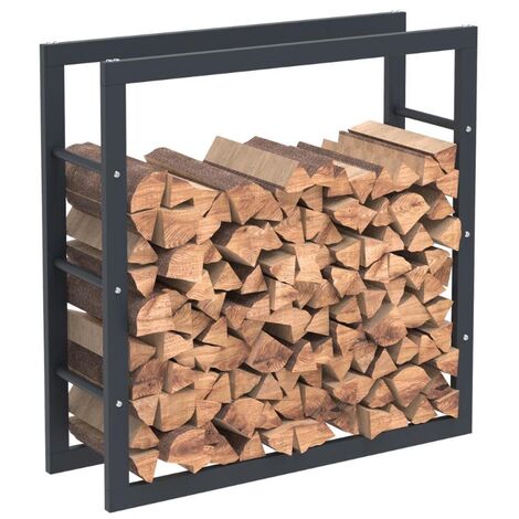 Bc-elec - HHWPF0020 Rangement à bois en acier noir 80x80x25CM, rack pour bois de chauffage, range-bûches - Noir