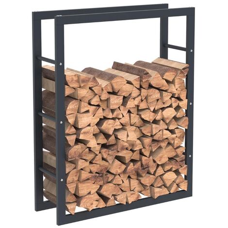 Bc-elec - HHWPF0021 Scaffale per legna da ardere in acciaio nero 100x80x25CM, scaffale per legna da ardere, scaffale per tronchi