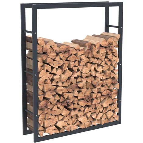 Bc-elec - HHWPF0025 Scaffale per legna da ardere in acciaio nero 125x100x25CM, scaffale per legna da ardere, scaffale per tronchi