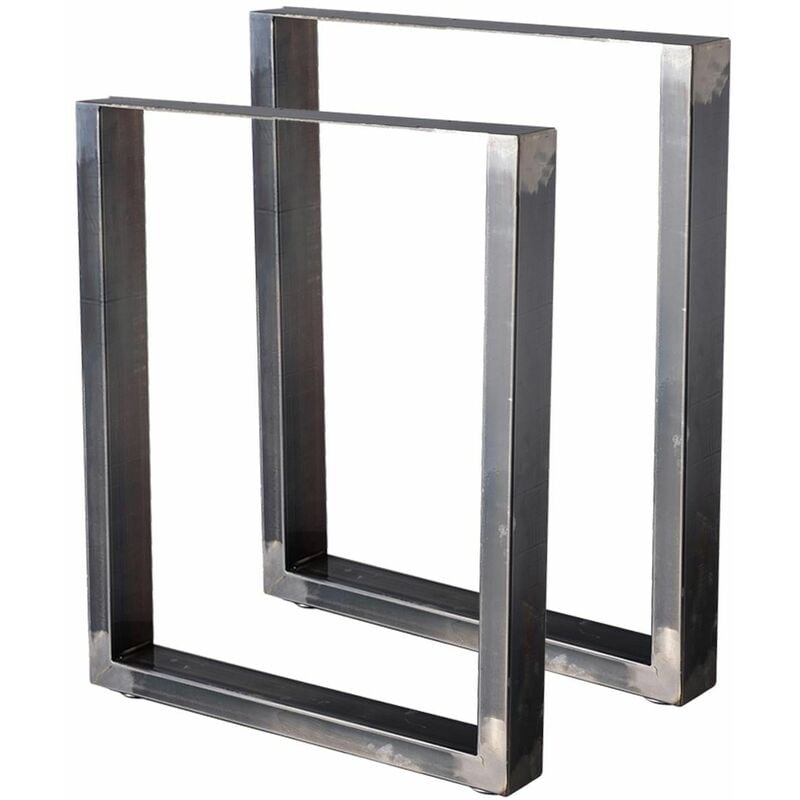 Image of HM6072-S 2 Gambe del tavolo in acciaio verniciato rettangolari 60x72cm, Gambe del mobile, Gambe del tavolo in metallo - Grigio - Bc-elec