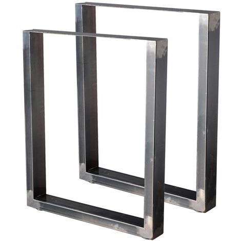 Bc-elec - HM6072-S 2 Pieds de table en acier vernis format rectangulaire 60x72cm, Pieds pour meubles, Pieds de table métal - Gris