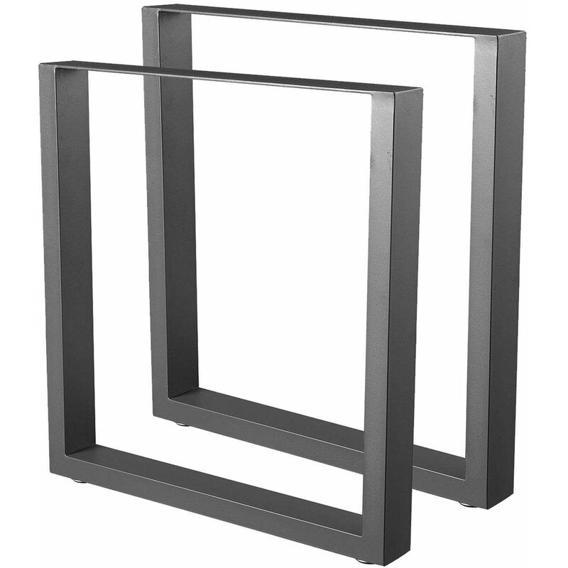 Image of HM7072-B 2 Gambe del tavolo in acciaio di formato rettangolare nero, Gambe del mobile, Gambe del tavolo in metallo 70x72cm - Nero - Bc-elec