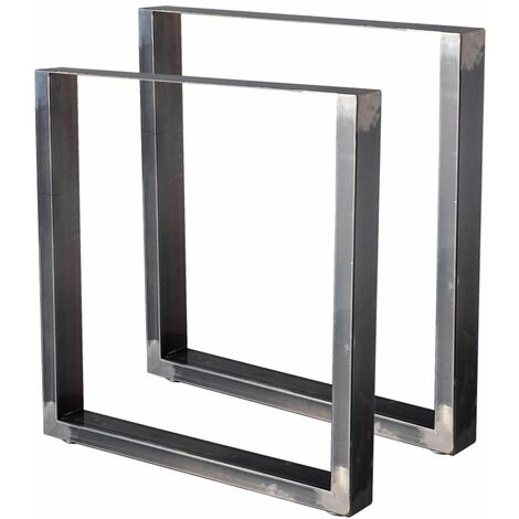 Bc-elec - HM7072-S 2 Gambe del tavolo in acciaio verniciato rettangolari 70x72cm, Gambe del mobile, Gambe del tavolo in metallo
