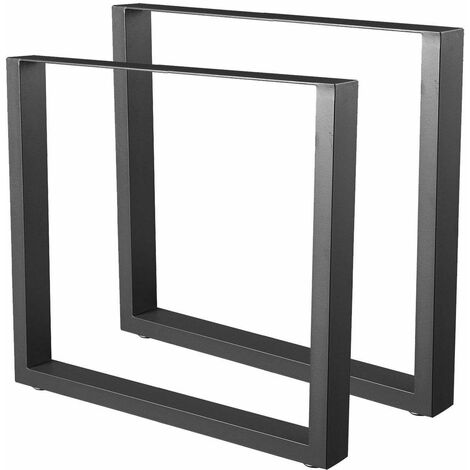Bc-elec - HM8072-B 2 Gambe del tavolo in acciaio di formato rettangolare nero, Gambe del mobile, Gambe del tavolo in metallo 80x72cm