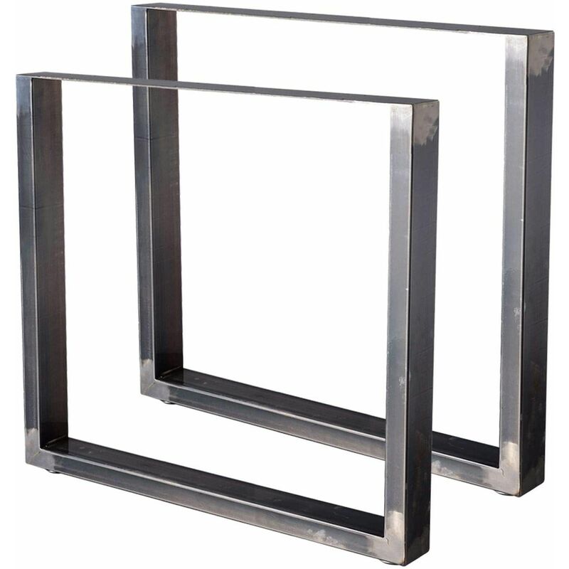 HM8072-S 2 Patas de mesa de acero barnizado rectangulares 80x72cm, Patas de muebles, Patas de mesa de metal - Gris - Bc-elec