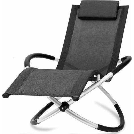 Bc-elec - HMBL-04-BLACK Chaise longue noire, relax de jardin, chaise de jardin, rocking chair, résistant aux intempéries, max 180kg - Noir