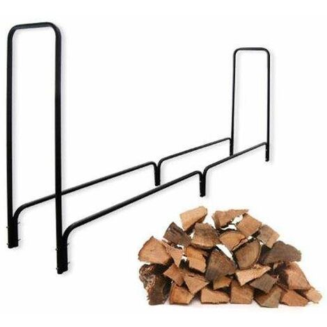 Bc-elec - HMFR-06 Contenitore a legna in acciaio nero 240X36X120CM, legna da ardere