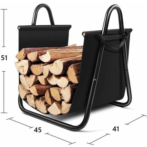 Bc-elec - HMFR-10 Contenitore in acciaio nero 46X41X51CM, cestello per legna da ardere, legna da ardere, contenitore per legna da ardere