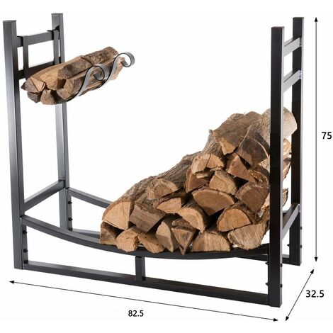 Bc-elec - HMFR-16 Contenitore di legno in acciaio nero 82.5x33X75CM, legna da ardere