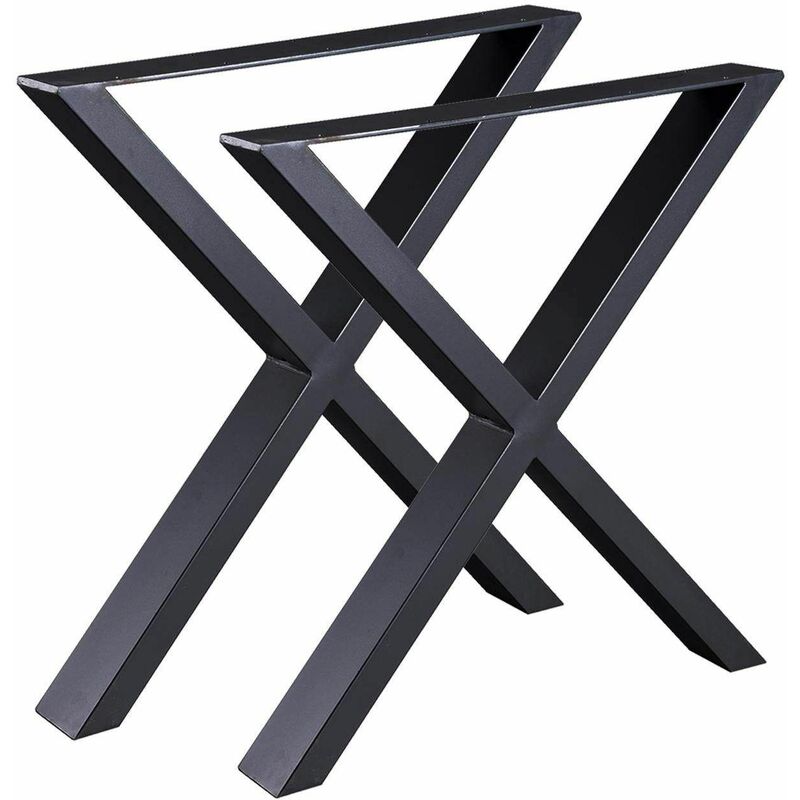 Image of HMLT-4 Set di 2 gambe tavolo in acciaio formato x nero, gambe mobili, gambe tavolo in metallo 60x72cm. - Nero - Bc-elec