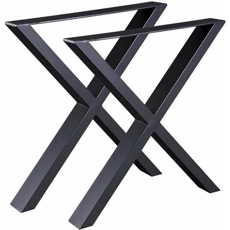 Bc-elec - HMLT-4 Set di 2 gambe tavolo in acciaio formato X nero, gambe mobili, gambe tavolo in metallo 60x72cm.