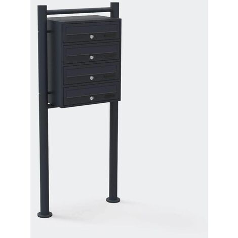 Bc-elec - HPB1X4-GS Cassetta delle lettere a piedi Antracite per 4 appartamenti